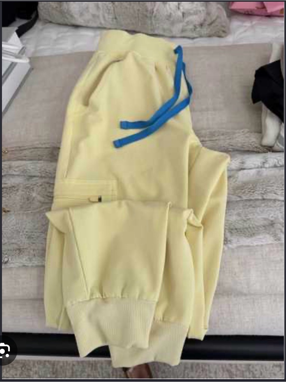 Figs Yellow Jogger Pants with Blue Drawstring